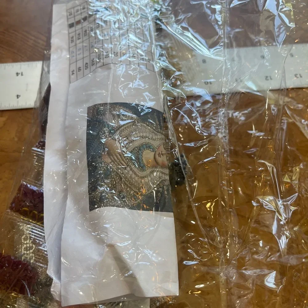 My 2d Holy Virgin Mary Diamond Painting with blue trim on neck!